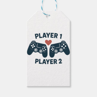Spieler 1 Spieler 2 Paar Gamer Aufkleber Geschenkanhänger