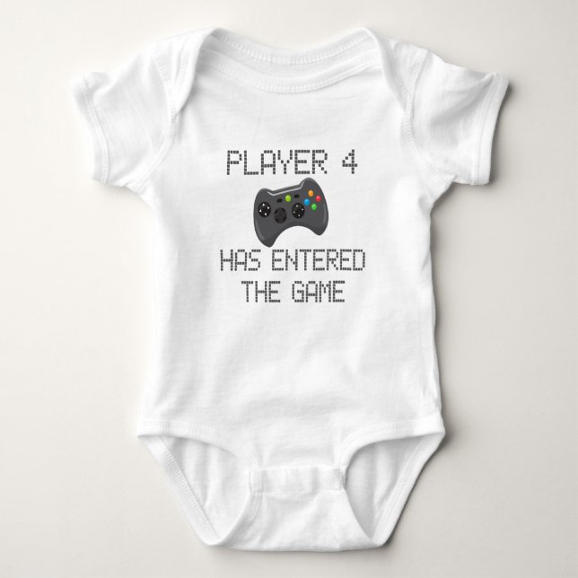 Spieler 4 hat den Game Gamer Spaß betreten Baby Strampler (Vorderseite)
