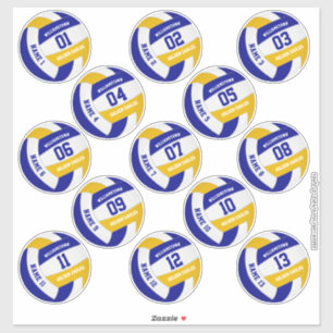 Spieler benennen blaue Goldvolleyball-Sticker 3 Zo Aufkleber