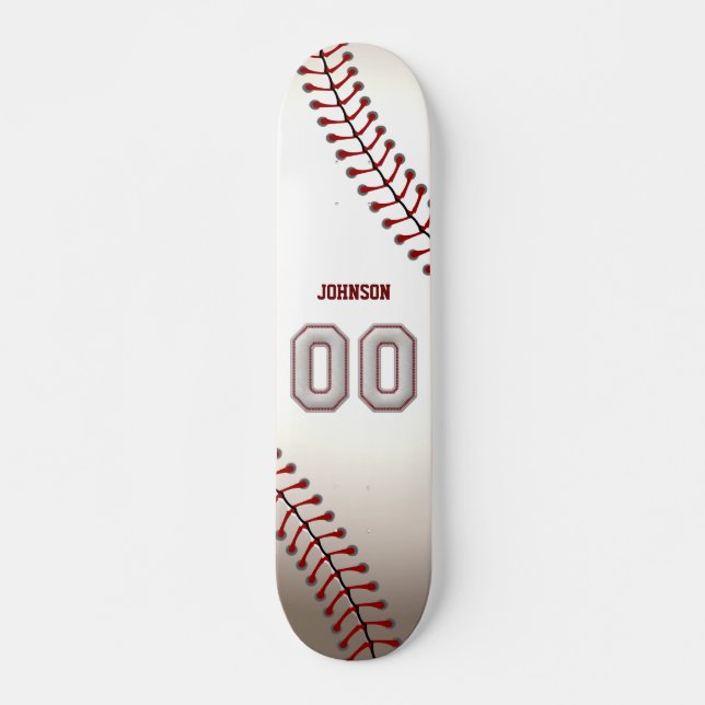 Spieler Nr. 00 - coole Baseball-Stiche Skateboard (Vorne)