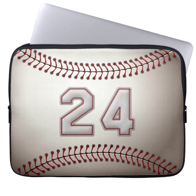 Spieler Nr. 24 - coole Baseball-Stiche Laptopschutzhülle (Vorderseite)