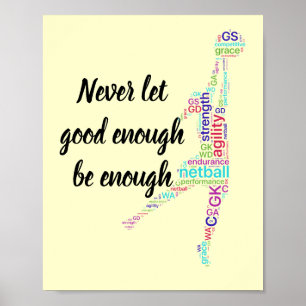 Spieler-Positionen und motivierend Netball-Zitat Poster