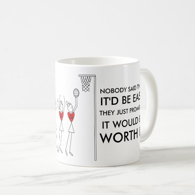 Spieler-Positionen und motivierend Netball-Zitat Tasse (VorderseiteRechts)
