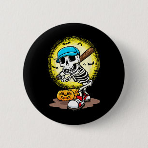 Spieler Skeleton Softball Halloween Kids Boys Button