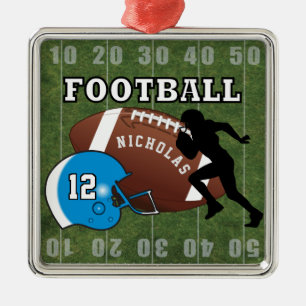 🏈 Spieler und Blauer Helm Silbernes Ornament