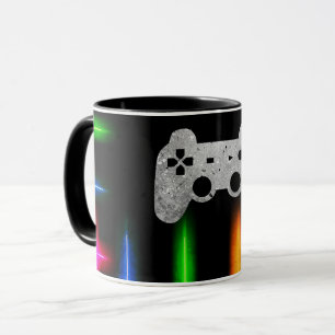 Spieler Videospiel-Controller Neonfarben Schwarz Tasse
