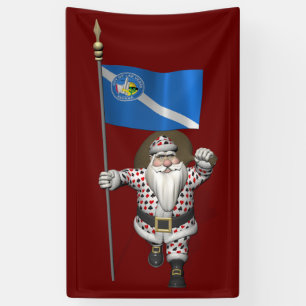 Spieler-Weihnachtsmann mit der Flagge von Las Vega Banner