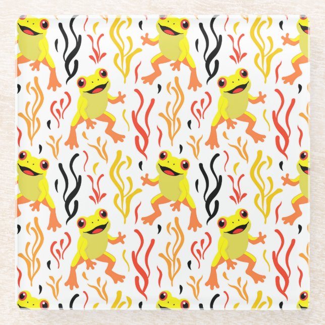 Spielerfrösche Glasuntersetzer (Vorderseite)