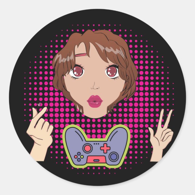 Spielerin Runder Aufkleber (Vorderseite)