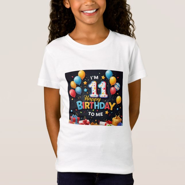 Spielerisch 11. Geburtstag Bash Girls' T-Shirt (Vorderseite)