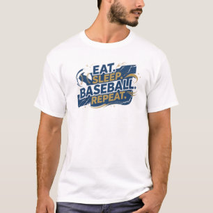 Spielerisch EAT SLEEP BASEBALL 2D Designer Grafik T-Shirt