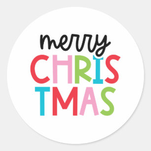 Spielerisch frohe Weihnachtskleber Runder Aufkleber