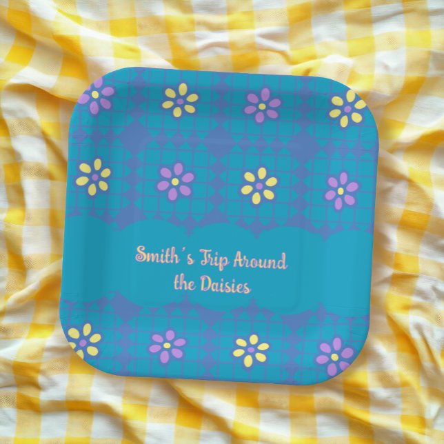 spielerisch geometrisch farbenfrohe Sommermuster Pappteller (Von Creator hochgeladen)