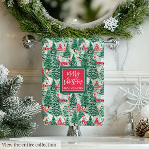 Spielerisch helle rosa grüne Weihnachts-Preppy-Han Badhandtuch Set