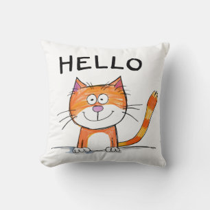 Spielerisch "Hello" Cat Cartoon Throw Kissen
