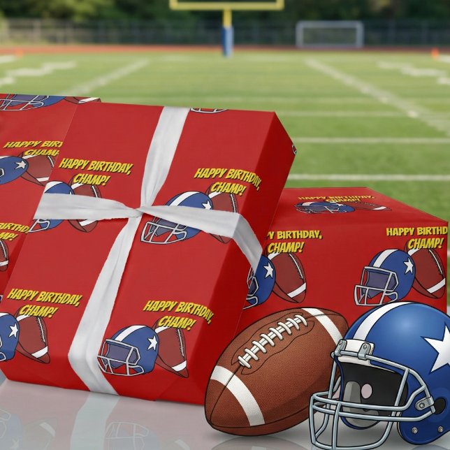 Spielerisch Red American Football Sport Happy Gebu Geschenkpapier (Von Creator hochgeladen)