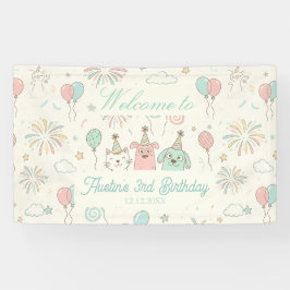Spielerisch Süß und Drei Kinder Geburtstag Banner