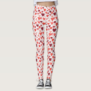 Spielerisch von Hand gezeichnete rote Herzmuster a Leggings
