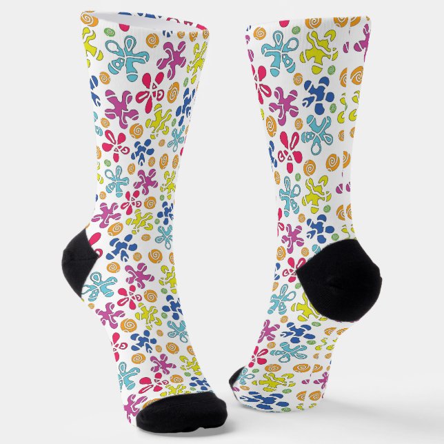 Spielerische abstrakte Gekritzel-Formen Socken (Gewinkelt)