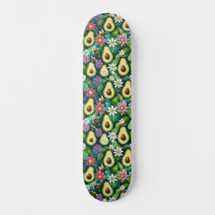 Spielerische Avocados mit Bienen und Blume Skateboard