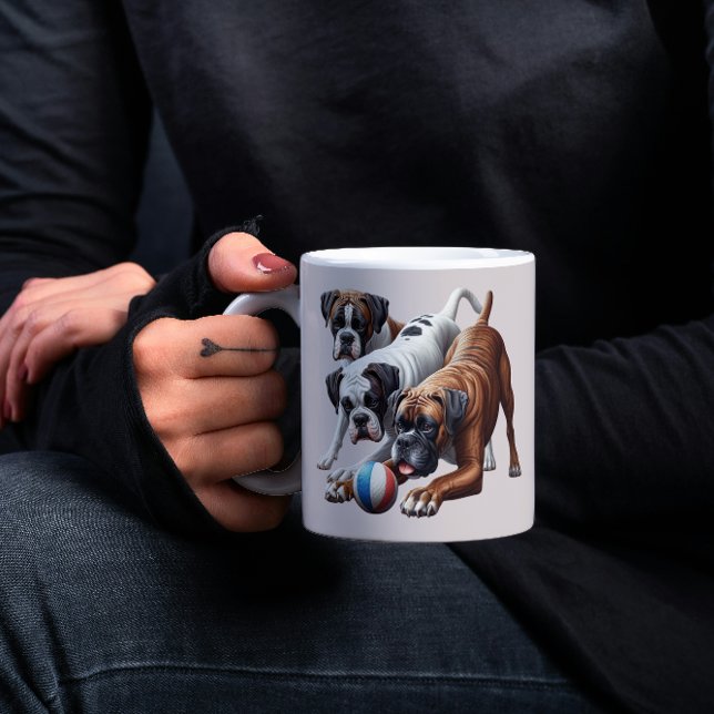 Spielerische Boxer Hunde und Ball Kaffeetasse (Von Creator hochgeladen)
