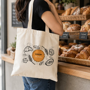 Spielerische Brotillustrationen Bäckerei Tragetasche