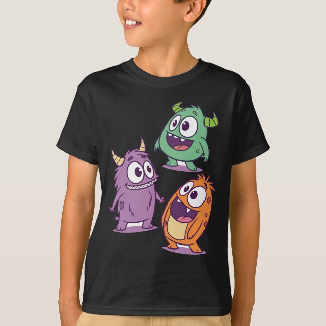 Spielerische Cartoon-Monster - Niedliche Mit Augen T-Shirt (Vorderseite)