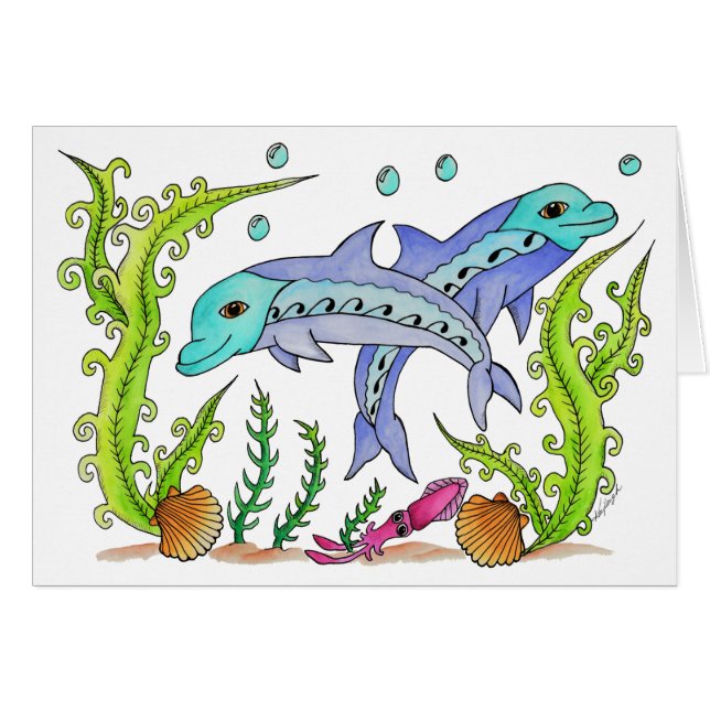 Spielerische Delphine (Vorderseite (Horizontal))