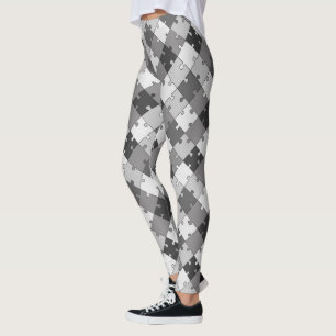 Spielerische diagonale Puzzle-Grau-Töne Leggings