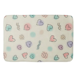 Spielerische Doodles von Herz, Punkten und gewellt Badematte