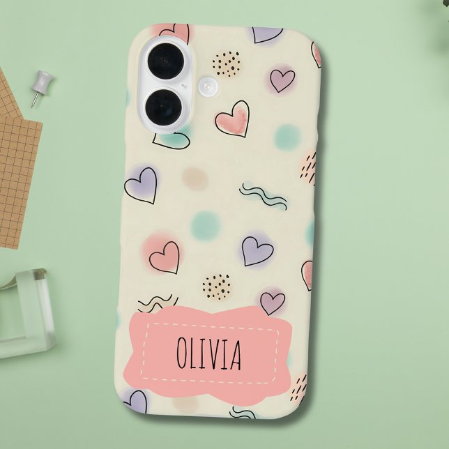 Spielerische Doodles von Herz, Punkten und gewellt Case-Mate iPhone Hülle (Von Creator hochgeladen)