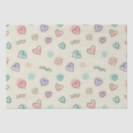 Spielerische Doodles von Herz, Punkten und gewellt Seidenpapier