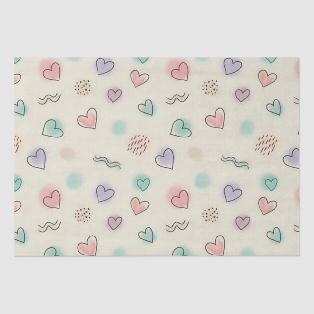 Spielerische Doodles von Herz, Punkten und gewellt Seidenpapier (Vorderseite)