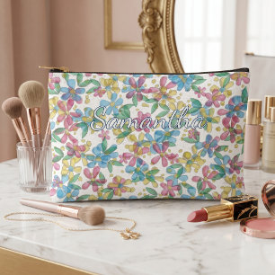 Spielerische Elegante Retro-Blumenmuster-Kosmetikt Zubehörtasche