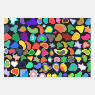 Spielerische farbenfrohe amorphe Formen Geschenkpapier Set