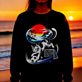 Spielerische Fußballkatze Damen - Für Katzenliebha Sweatshirt