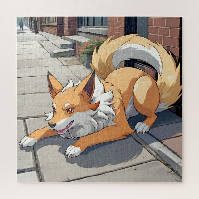 Spielerische Hundestraßenlandschaft Puzzle (Vertikal)