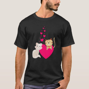 spielerische Katze Katzen Liebe Herz T-Shirt