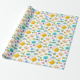 Spielerische Katze & Paw Print - Niedliche und far Geschenkpapier