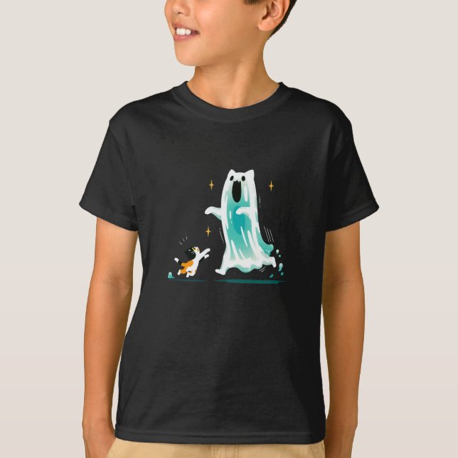 Spielerische Katze und freundlicher Geist - Niedli T-Shirt (Vorderseite)