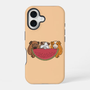 Spielerische Meerschweinchen und Wassermelonen-Ill iPhone 16 Hülle
