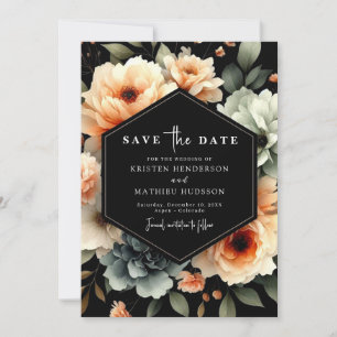 Spielerische Minimal Peach Hochzeit Save The Date