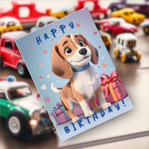 Spielerische Pfoten Beagle-Welpe und Geschenke Geb Karte