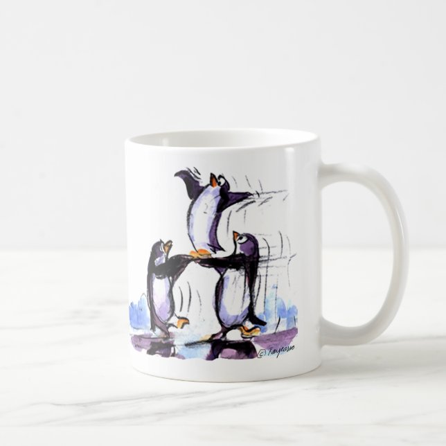 spielerische Pinguine Kaffeetasse (Rechts)