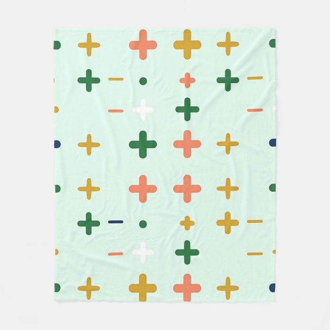 Spielerische Pluszeichen Geometrisches Retro-Muste Fleecedecke (Vorderseite)