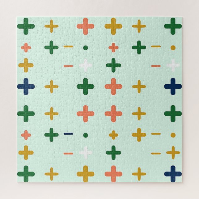 Spielerische Pluszeichen Geometrisches Retro-Muste Puzzle (Vertikal)