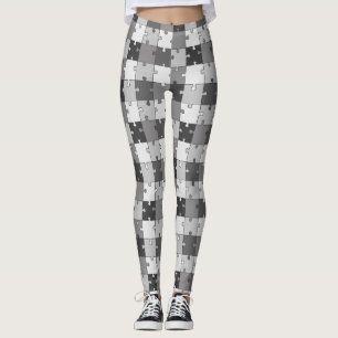 Spielerische Puzzle-Grau-Töne Leggings