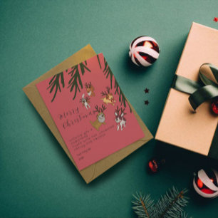Spielerische Rentierhunde Weihnachtsillustration Postkarte