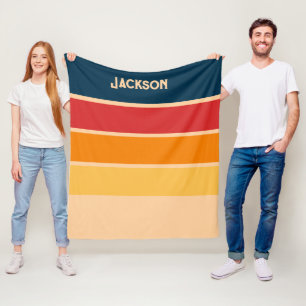 Spielerische Retro-Regenbogenstreifen für individu Fleecedecke