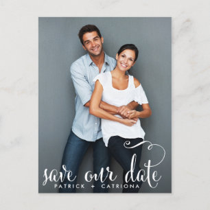 SPIELERISCHE SCHRIFT FOTO SAVE OUR DATE POSTKARTE
